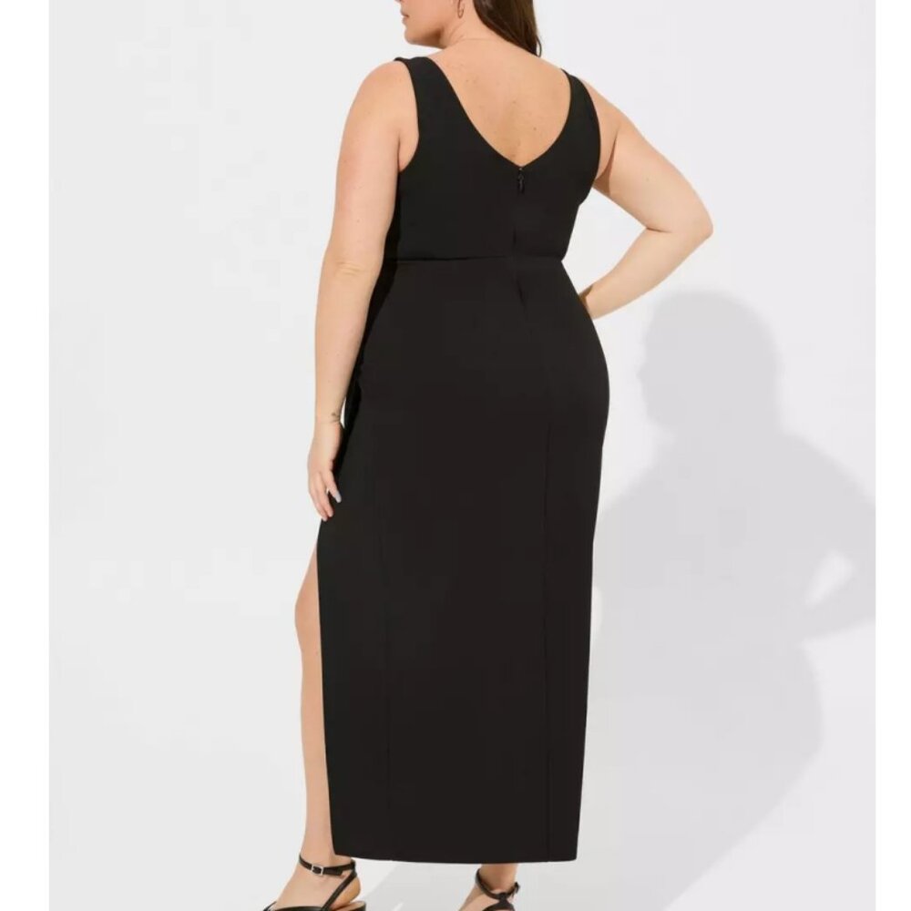 NWT Torrid Black Maxi Stretch Crepe V-Neck Column Dress 20 - Picture 4 of 9